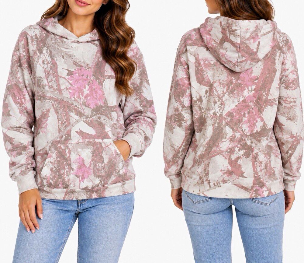Aéropostale Cloud Soft Womens Camo Pullover Hoodie Pockets Pink XS
